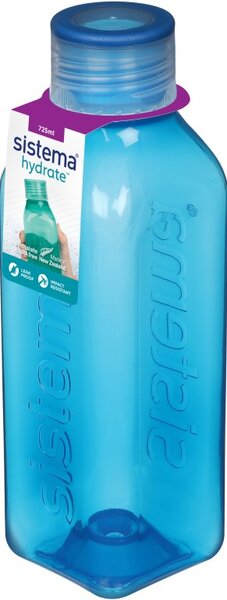 Sistema Hranatá Hranatá láhev se šroubovacím víčkem Hydrate Square 725 ml, modrá