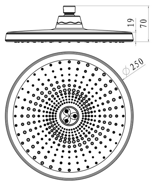 Mereo Mereo, Talířová sprcha horní o 250 mm s kloubem, plast, CB585A
