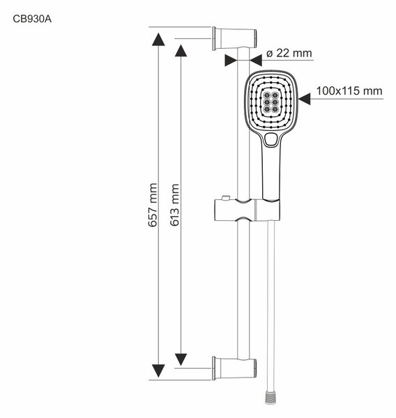 Mereo Mereo, Sprchová souprava, třípolohová sprcha, posuvný držák, šedostříbrná hadice, CB930A