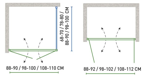 Novoterm Dvoukřídlé otevíravé sprchové dveře NV-Solid DDP CHR 90, chrom/transparent - bez vaničky