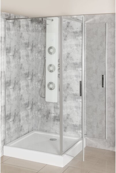 Novoterm Dvoukřídlé otevíravé sprchové dveře NV-Solid DDP CHR 90, chrom/transparent - bez vaničky