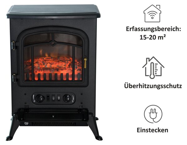 Elektrický krb Flame Effect 950/1850W Ochrana proti přehřátí Kov Černá 45 x 28 x 54,8 cm