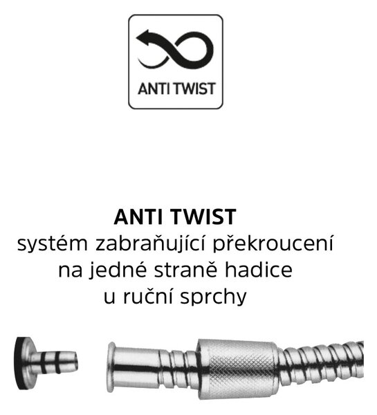 Mereo Mereo, Sprchový set s tyčí hranatý, bílá hlavová sprcha a třípolohová ruční sprchaí, bílý plast/chrom, CB95001SW2