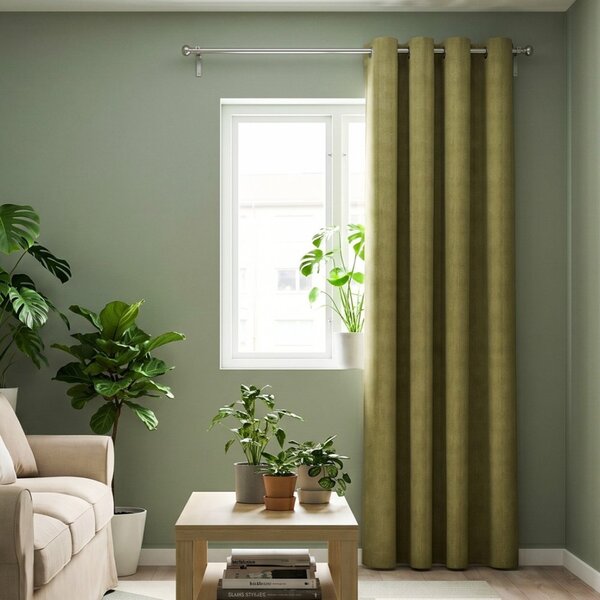 Kusový závěs s kroužky Milas - olivový 260 x 140