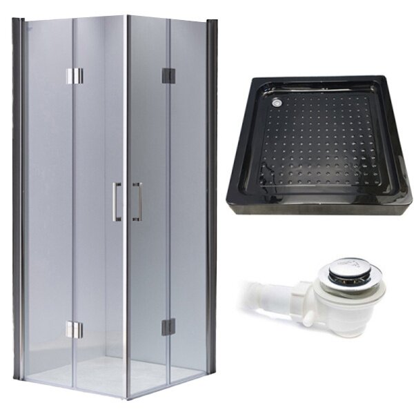 BPS-koupelny Čtvercový sprchový kout HYD-SK1290B 90x90 chrom/transparent + vanička HYD-SSV-SXL02B černá
