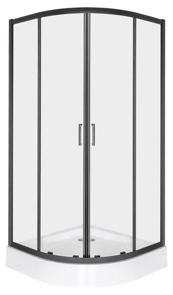 Novoterm Čtvrtkruhový sprchový kout NV-Aruba BL 80, černý/transparent - bez vaničky