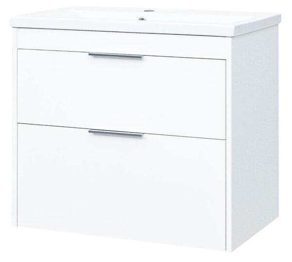 Mereo Mereo, Vigo, koupelnová skříňka s keramickým umyvadlem 81 cm, bílá, dub, CN312