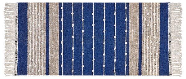 Bavlněný koberec 80 x 150 cm modrý/ béžový KONDHALI