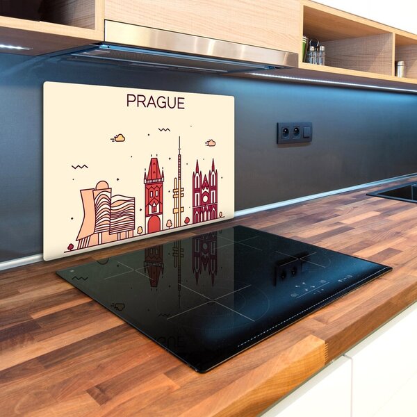 Kuchyňská deska skleněná Praha stavby mapa vlajka pl-ko-80x52-f-90039367