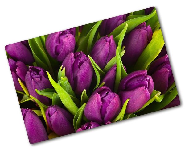 Deska na krájení tvrzená Fialové tulipány pl-ko-80x52-f-89975331