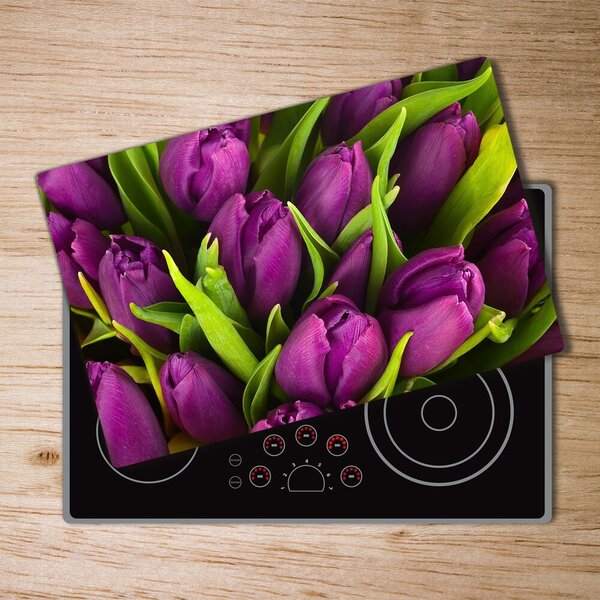 Deska na krájení tvrzená Fialové tulipány pl-ko-80x52-f-89975331