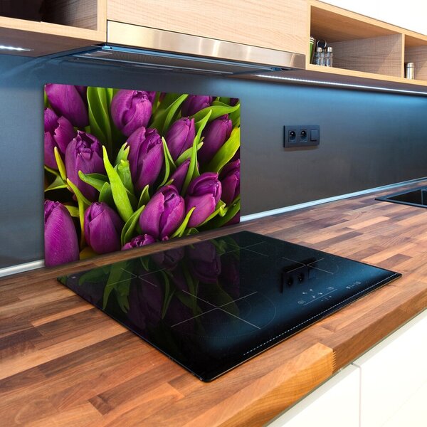 Deska na krájení tvrzená Fialové tulipány pl-ko-80x52-f-89975331