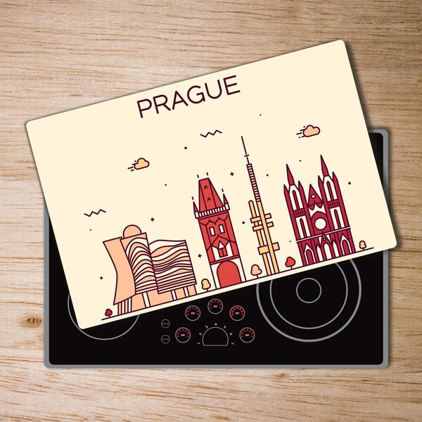 Kuchyňská deska skleněná Praha stavby mapa vlajka pl-ko-80x52-f-90039367