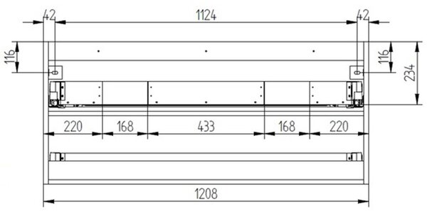 Mereo Mereo, Aira, koupelnová skříňka s keramickým umyvadlem 121 cm, bílá, dub, šedá, CN733