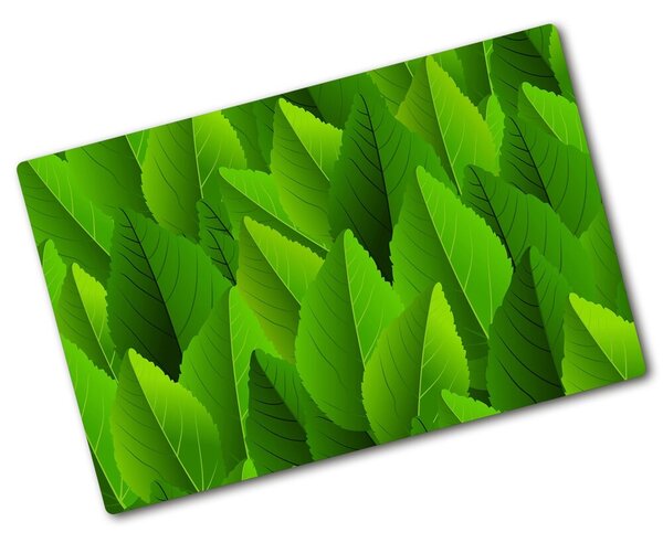 Deska na krájení skleněná Zelené listí pl-ko-80x52-f-90288454