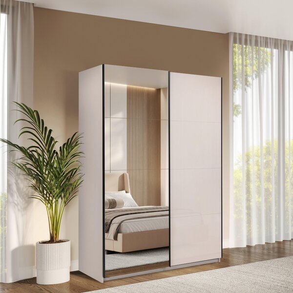 ŠATNÍ SKŘÍŇ S POSUVNÝMI DVEŘM, kašmírová, 150/210/62 cm MID.YOU - Šatní skříně, Online Only