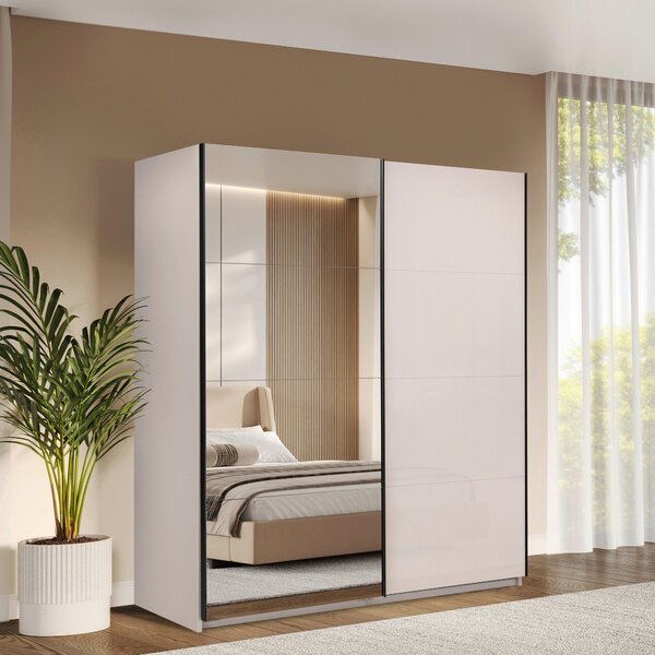 ŠATNÍ SKŘÍŇ S POSUVNÝMI DVEŘM, kašmírová, 200/210/62 cm MID.YOU - Šatní skříně, Online Only