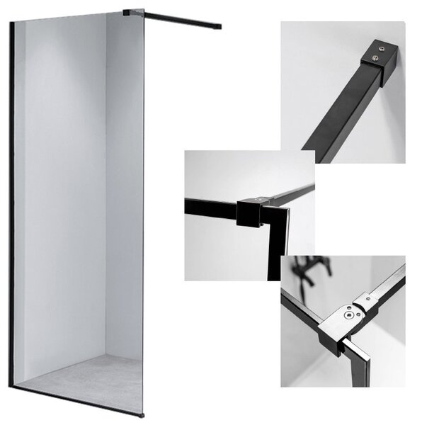 BPS-koupelny Sprchová zástěna Walk-in HYD-WI07 110 černá - bez vaničky