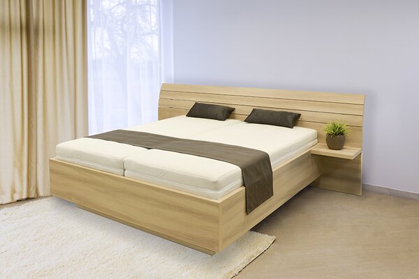 Ahorn Salina postel Dekor: Dub světlý, Rozměr: 160 x 200 cm, Noční stolek: Jednozásuvka oboustranná