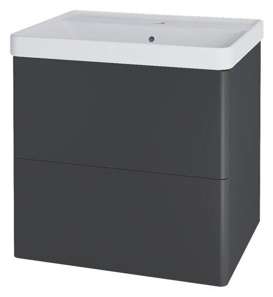 Mereo Mereo, Siena, koupelnová skříňka s keramickym umyvadlem 61 cm, bílá, antracit, černá, CN430