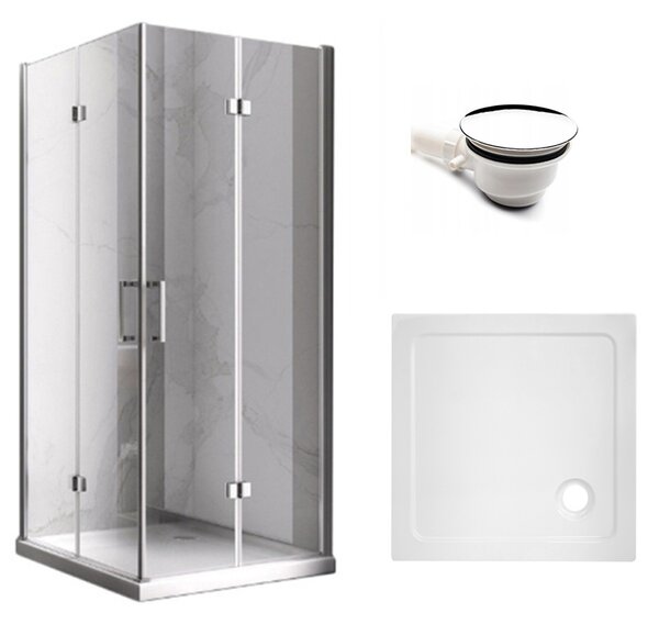 BPS-koupelny Čtvercový sprchový kout HYD-SK08C 90x90 chrom/transparent + vanička HYD-SSV-ST02B bílá
