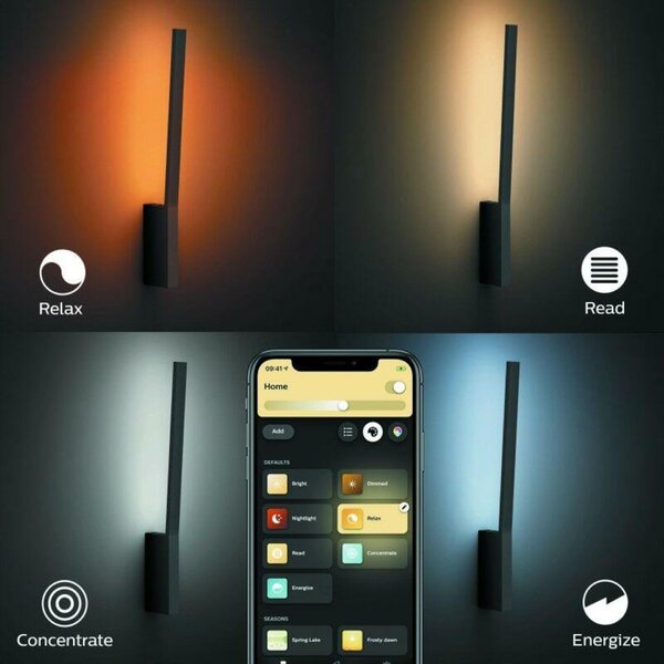 PHILIPS HUE Hue Bluetooth LED White and Color Ambiance Nástěnné svítidlo Philips Liane 8719514343429 černé 2000K-6500K RGB