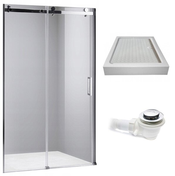 BPS-koupelny Posuvné sprchové dveře HYD-PD03D 120 chrom/transparent pro instalaci do niky + vanička HYD-OSV-SXL03E 120x80 bílá