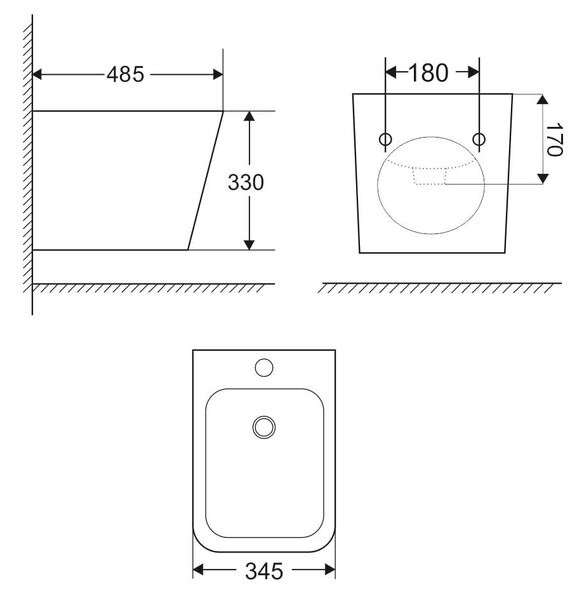 Mereo Mereo, Bidet závěsný kapotovaný , 485x345x330, keramický, bílý, VSD83B