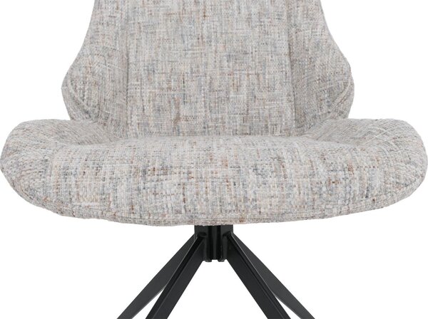 Sada dvou jídelních židlí HWC-O48, kuchyňská židle, otočná s automatickým návratem, potah: textil chenille (410 g/m²), Öko-Tex, barva: krémová