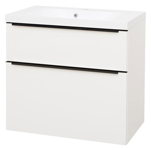 Mereo Mereo, Mailo, koupelnová skříňka s umyvadlem z litého mramoru 81 cm, bílá, dub, antracit, CN541MB