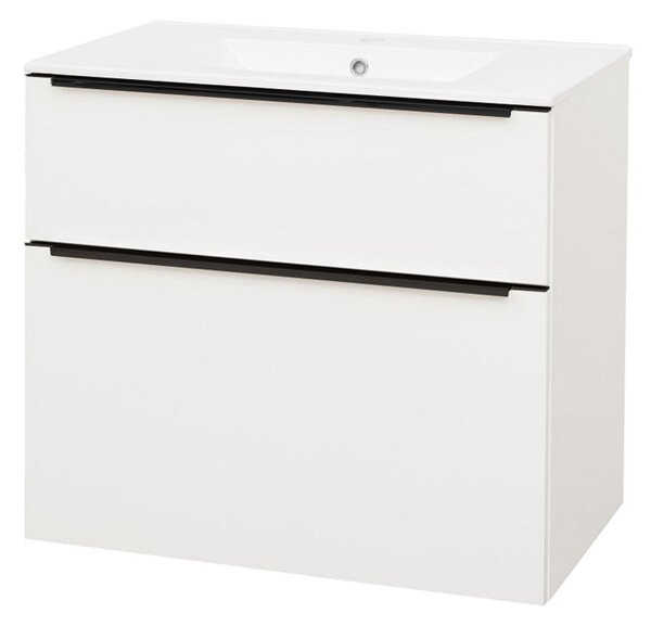 Mereo Mereo, Mailo, koupelnová skříňka s keramickým umyvadlem 81 cm, bílá, dub, antracit, CN541B