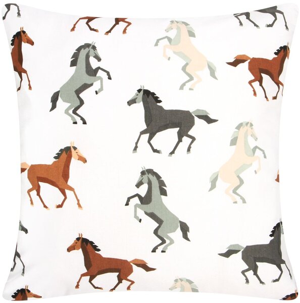 Bavlněný povlak na polštář Koně bílý Velikost: 40 x 40
