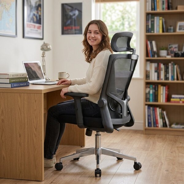 Kancelářská ergonomická židle Neoseat NOVELO — síť / látka, černá, nosnost 150 kg