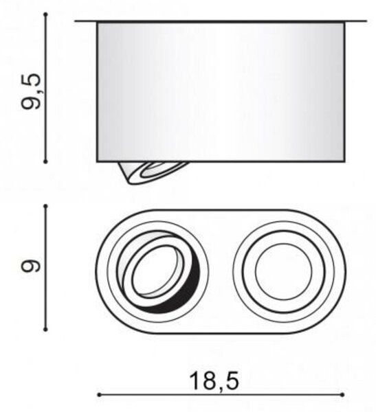 Stropní bodové přisazené svítidlo AZzardo Brant 2 black AZ2821 GU10 2x50W IP20 18cm černé