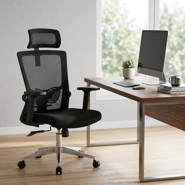 Kancelářská ergonomická židle Neoseat NOVELO — síť / látka, černá, nosnost 150 kg