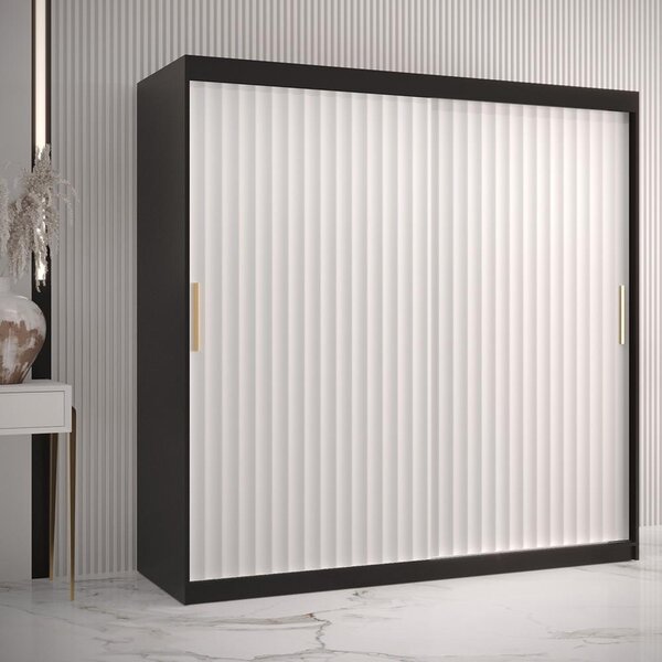 Šatní skříň Riflo Wave 1 | 180 cm | černá/bílá