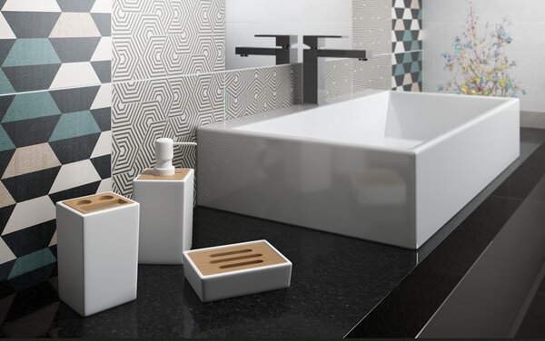 BISK Erga Pure, toaletní WC kartáč na postavení, bílý matně-hnědý, ERG-08125