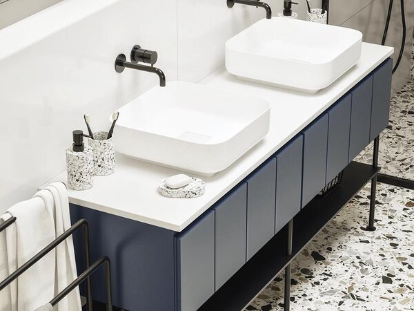 BISK Erga Nero, volně stojící držák na toaletní papír s WC kartáčem, černá matná, ERG-08309