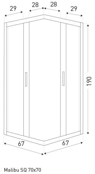Novoterm Čtvercový sprchový kout NV-Malibu SQ 70x70 chrom/textura - bez vaničky