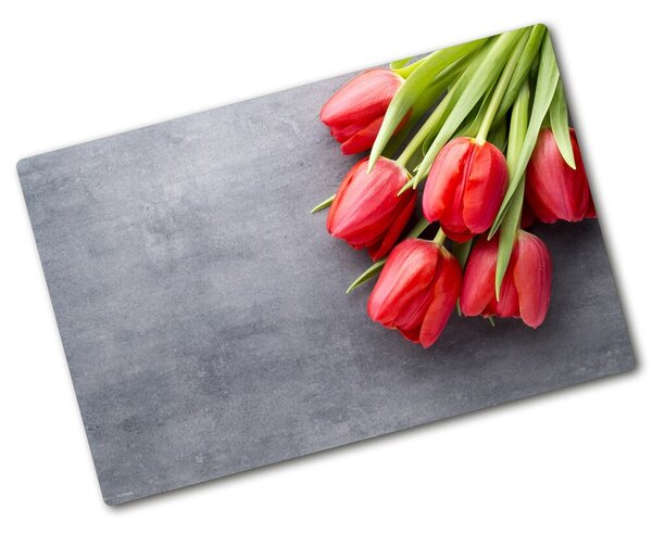 Deska na krájení tvrzená Červené tulipány pl-ko-80x52-f-99719823