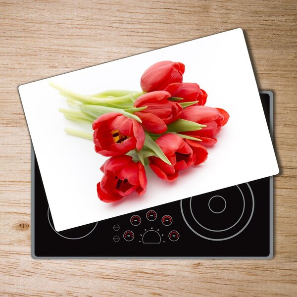 Deska na krájení tvrzená Červené tulipány pl-ko-80x52-f-99817079
