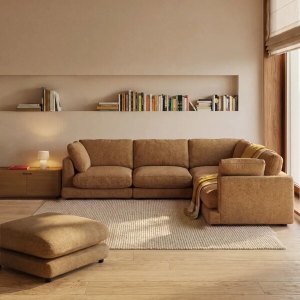 Kave Home Žlutá bouclé podnožka Gala 90 x 90 cm