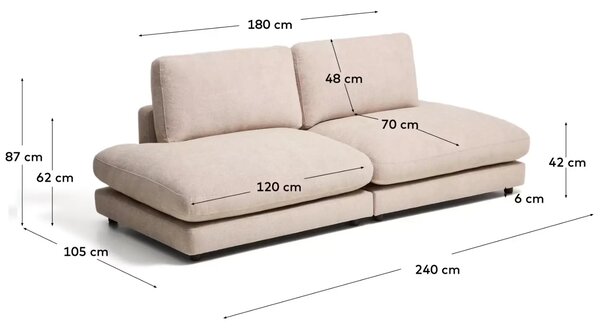 Kave Home Béžová třímístná buclé pohovka Gala 240 cm