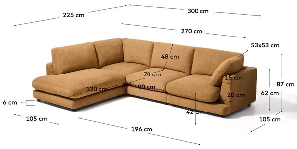 Kave Home Žlutá rohová bouclé pohovka Gala 300 cm II., levá