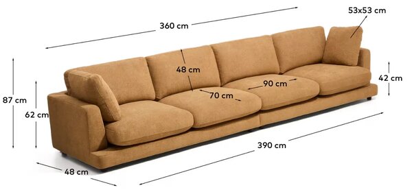 Kave Home Žlutá šestimístná bouclé pohovka Gala 390 cm