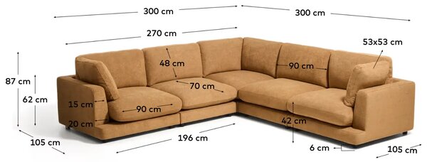 Kave Home Žlutá rohová bouclé pohovka Gala 300 x 300 cm, levá/pravá