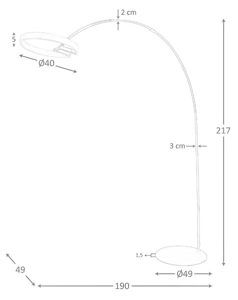 Angel Cerdá Zlato-černá kovová stojací lampa No. 8097, 217 cm