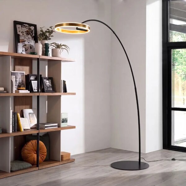 Angel Cerdá Zlato-černá kovová stojací lampa No. 8097, 217 cm