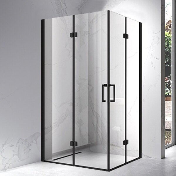 BPS-koupelny Obdélníkový sprchový kout HYD-OK13A 100x90 černý/transparent + vanička HYD-OSV-ST04A bílá
