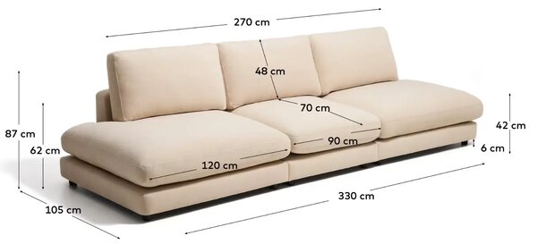 Kave Home Béžová čtyřmístná pohovka Gala 330 cm